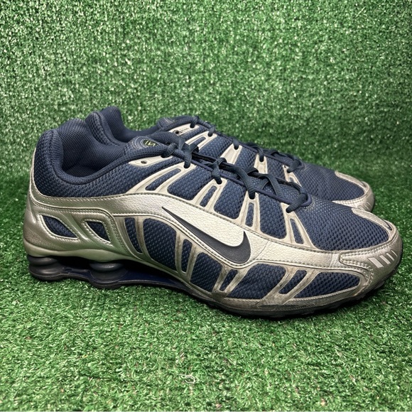 Nike Shox Turbo 3.2 SL Mens Metallic Silver Obsidian Blue 455541-440 Size 12